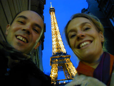 En van de twee grote toers in Frankrijk: Le tour de France en la Tour Eiffel. En 's avonds een tournedos.